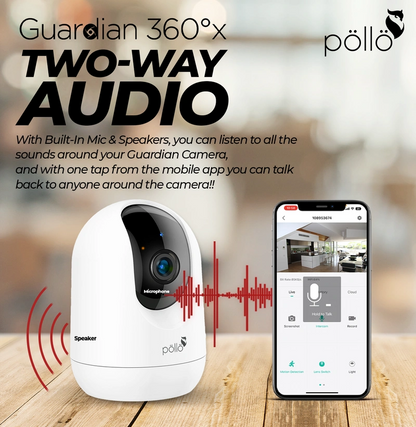 POLO HS301 Polo 3MP Indoor Guardian 360°x Smart Wi-Fi PTZ Security Camera IR Night Vision with 2-Way Audio and Human Tracking