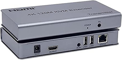 XLT 4K HDMI KVM Extender Transmitted Over Ethernet via Cat5/5e/Cat6/7 RJ45 Ethernet Cable, Full HD 1080P with HDMI and USB Ports for Teaching, Video Conference, Home Theatre - 120M