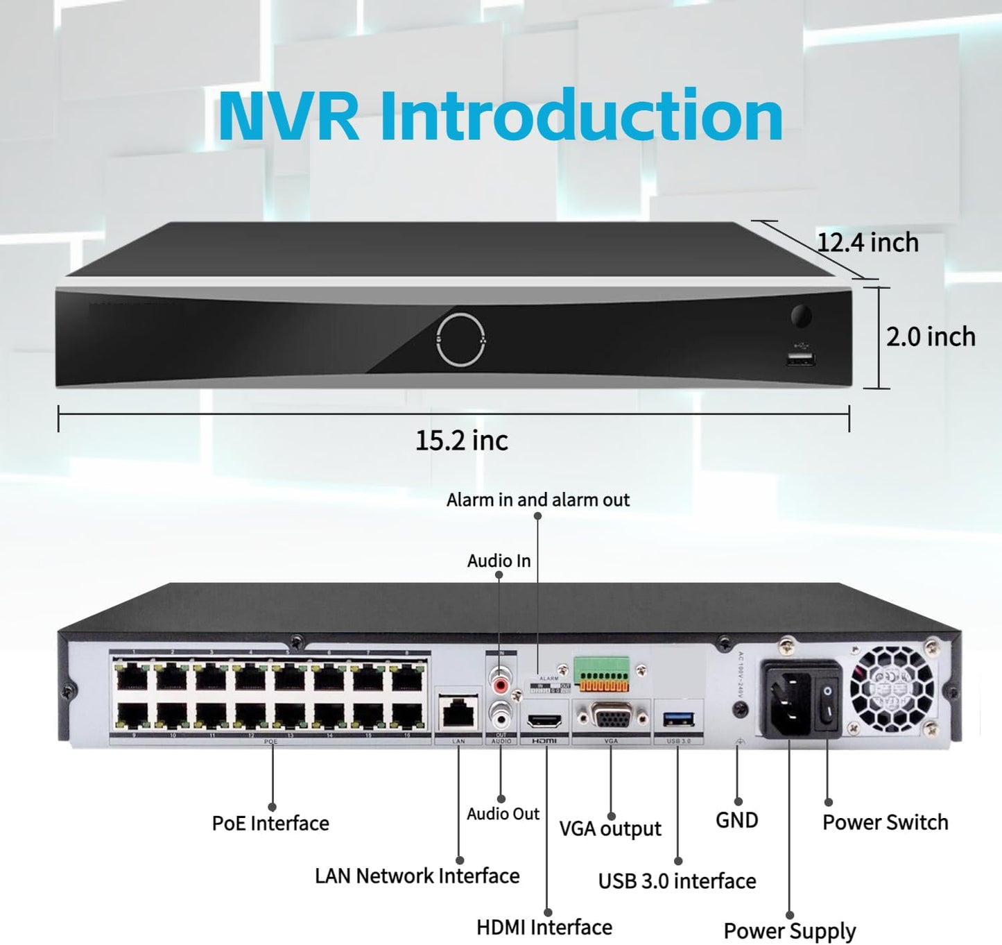 HIKVISION DS-7616NXI-K2/16P 16CH 4K 16 Channel PoE AcuSense NVR Network Video Recorder Human/Vehicle Detection Compatible with HIK Vision IP Camera