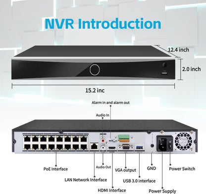 HIKVISION DS-7616NXI-K2/16P 16CH 4K 16 Channel PoE AcuSense NVR Network Video Recorder Human/Vehicle Detection Compatible with HIK Vision IP Camera