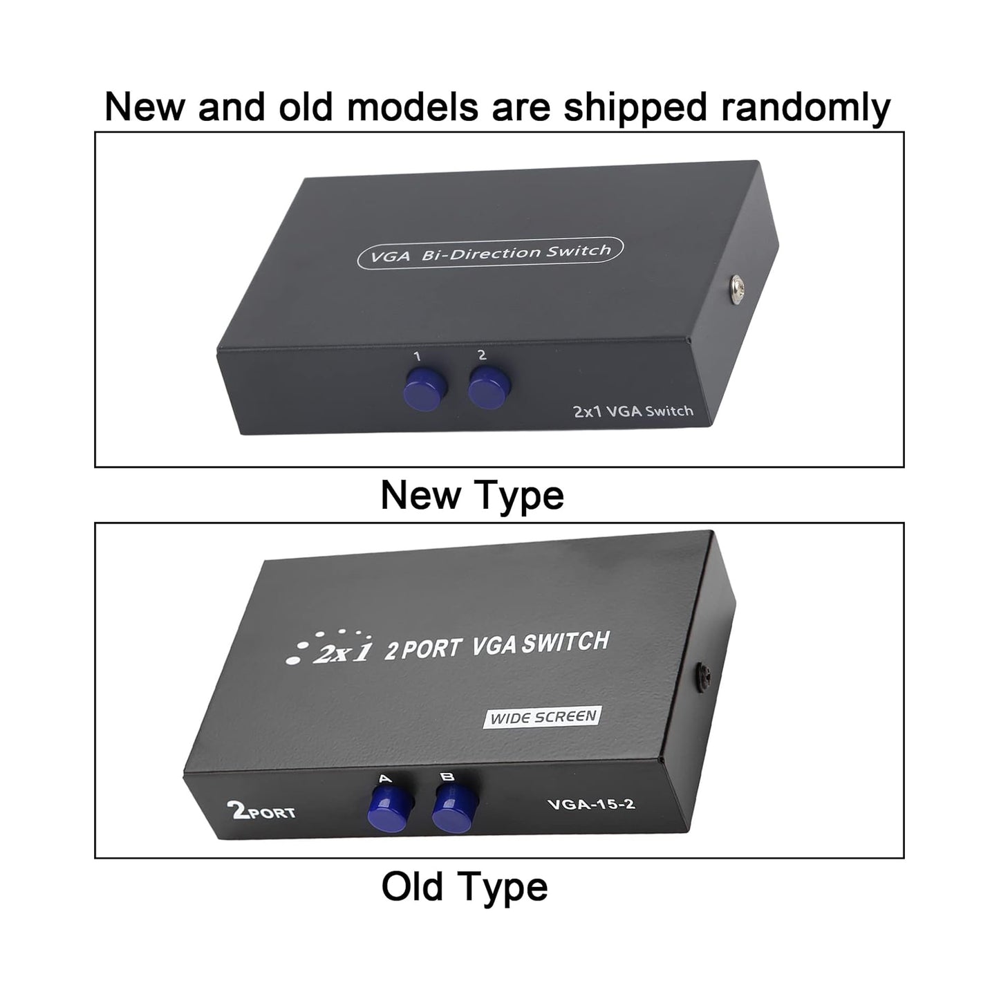 VGA Switch Box, 2 in 1 Out VGA Switcher Splitter Data Sync VGA Monitor Switch VGA Splitter, 2 Port VGA Video Sharing Adapter 2 in 1 Out Manual Switcher for Computer, Laptop, Monitor